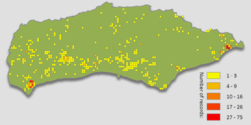 Map of Brown Hare records in Sussex